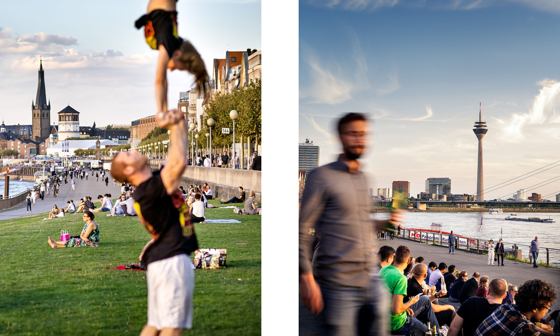 Leben an der Düsseldorfer Rheinpromenade
