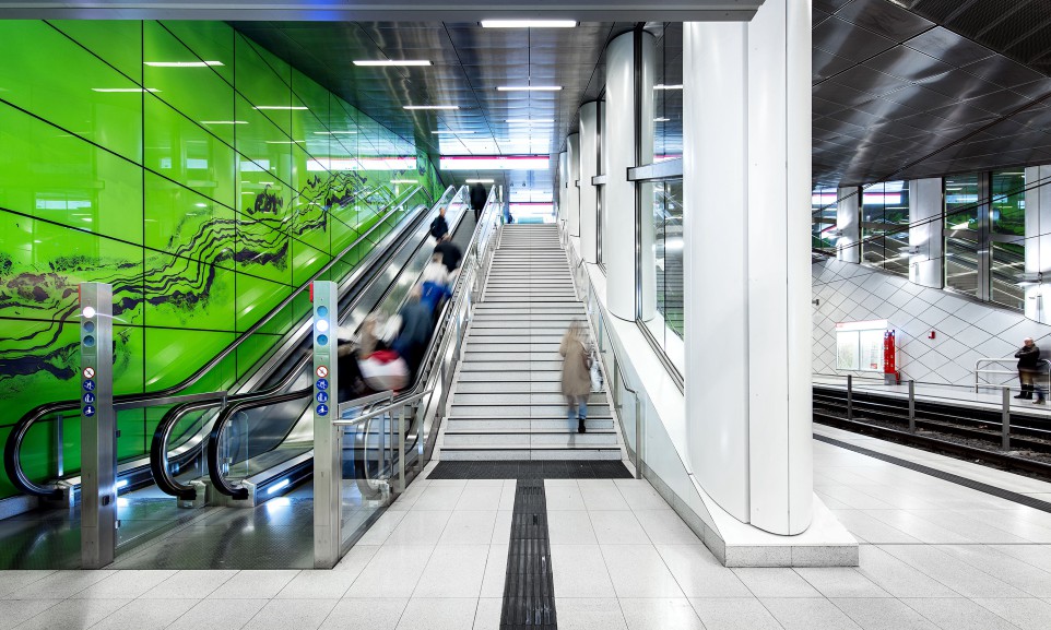 Die U-Bahn-Station Graf-Adolf-Platz gehört zu den sechs aufwändig gestalteten Stationen der Wehrhahnlinie
